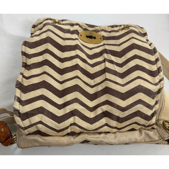 Fossil Long Live Vintage Khaki Canvas & Leather Crossbody Messenger‎ Bag Khaki - Picture 11 of 16